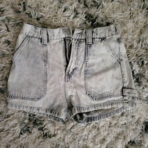 Women's High Rise Cargo Utility Midi Denim Shorts